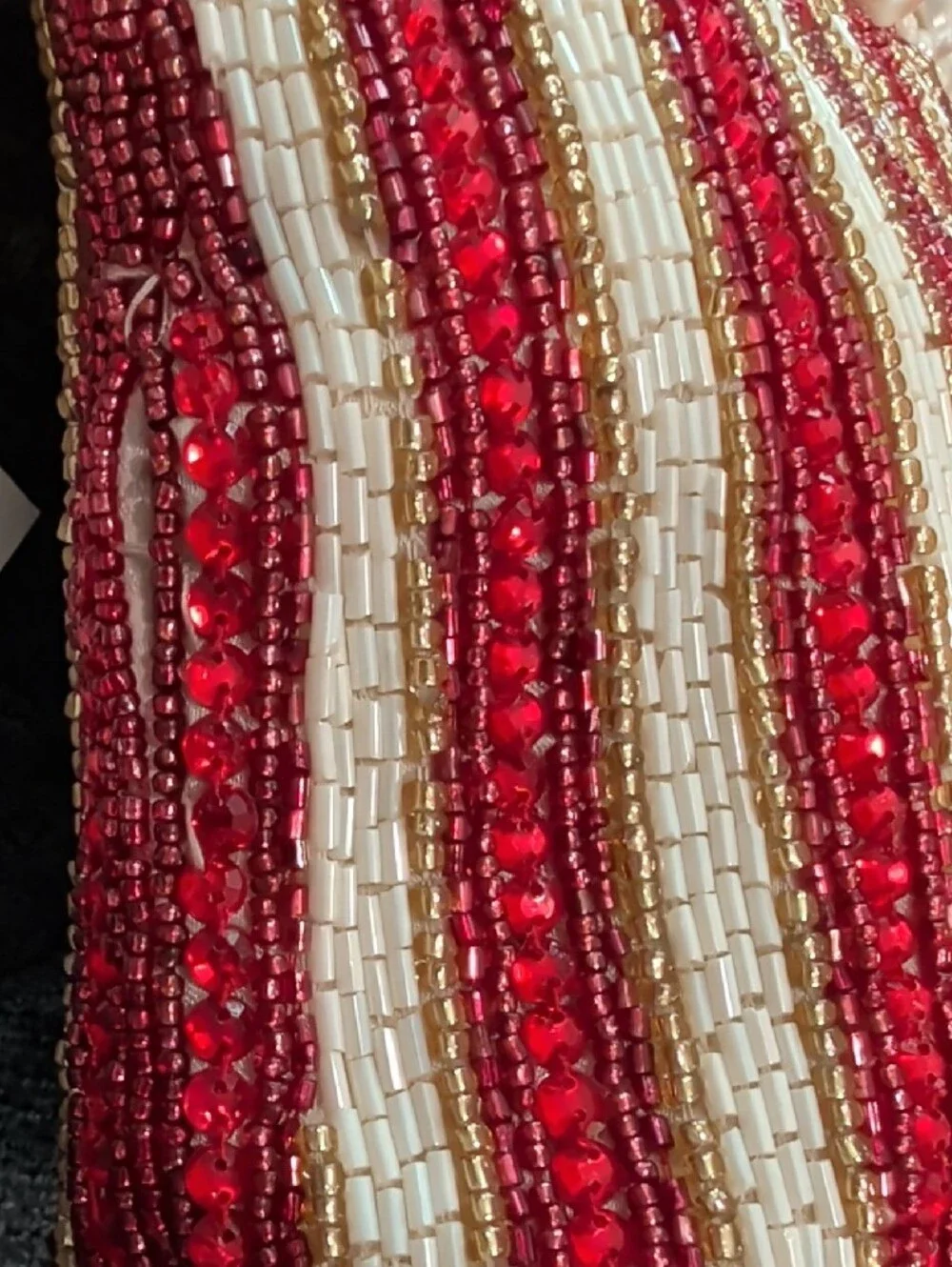Beaded Red & White Popcorn Crossbody Bag